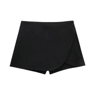Imagem de Saia Assimétrica De Cintura Alta Para Mulheres, Verão, Bege, Preto, Ro
