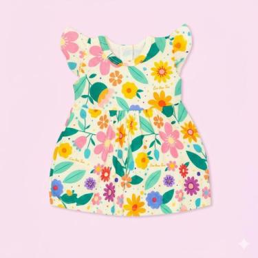 Imagem de Vestido para Bebê de Verão Estampado Confortável e Leve Tamanho:0-3mCo