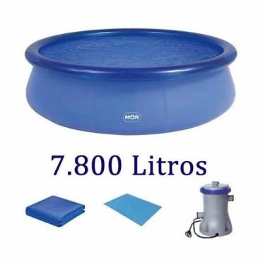 Imagem de Piscina Mor Combo Inflavel 7.800 Litros Azul 127V - 1067, Azul
