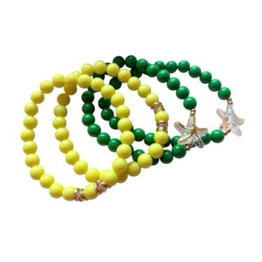 Imagem de Kit Pulseiras Brasil Verde e Amarelo - - Pistache Acessórios, Amarelo