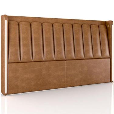 Imagem de Cabeceira Cama Box King Estofada com LED 195cm Moan P05 material sinté