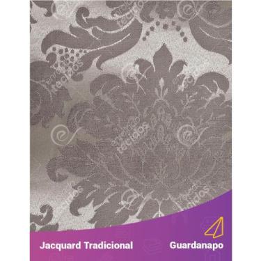Imagem de Guardanapo em Tecido Jacquard Marrom Acinzentado e Bege Medalhão Tradi