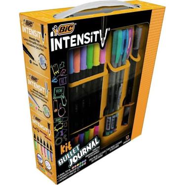Imagem de Kit de Canetas BIC Bullet Jornal 10 Peças com 6 Dual Tip HL e 3 Intensity Média e 1 Fina