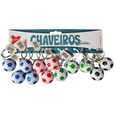 Imagem de Kit Chaveiro Bola de Futebol 3,5cm com 12 Unidades em Blister Preto Make+