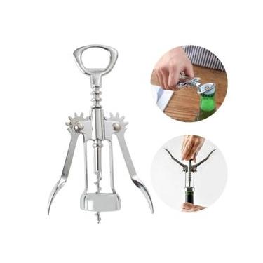 Imagem de Saca Rolhas Asas Abridor Vinho Garrafa Manual lnox Cromado