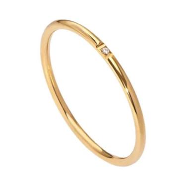 Imagem de Anel Fino De 1mm Com Zircônia Cúbica Redonda Completa Para Mulheres, A