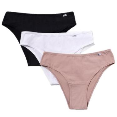 Imagem de Calcinha Del Rio Algodão Ref. 51806-kit Com 3, Bege, Branco, Preto, G