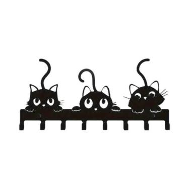 Imagem de Ganchos De Parede De Gatos Pretos Para Halloween, Suporte Decorativo D