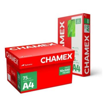 Imagem de Papel Sulfite Chamex A4 75g Caixa Com 10 Pacotes 500 Folhas - Congratu