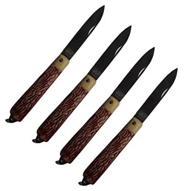 Imagem de 4 Canivete Inox De Bolso Cabo Plástico Trava Segurança 18 cm