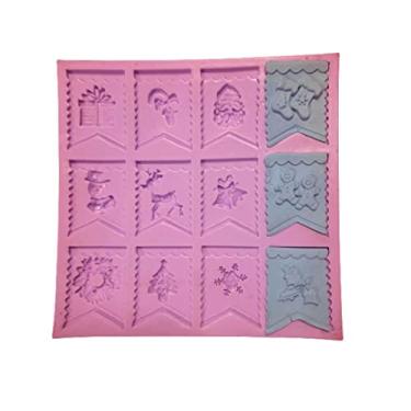 Imagem de Confeitaria dos moldes, F910 MOLDE DE SILICONE BANDEIRAS NATAL CONFEITARIA ARTESANATO