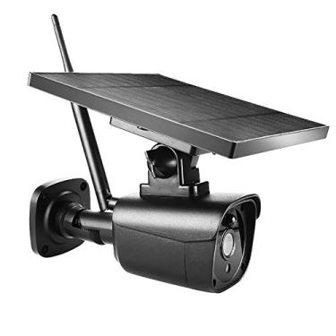 Imagem de Câmera WiFi com bateria solar externa, câmera de segurança sem fio inteligente HD 1080p com visão noturna, áudio bidirecional, detecção de movimento, IP65 à prova d'água