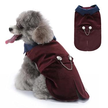 Imagem de Kasituny Vestido para cachorro saia para cachorro camiseta para animais de estimação café PP