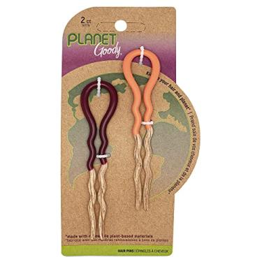 Imagem de GOODY Grampos de cabelo Planet French – Pacote com 2, laranja e marrom – Feito de tecido de bambu ecológico que é macio e forte – para todos os tipos de cabelo – Acessórios de cabelo