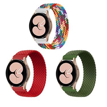 Imagem de ALMNVO 3 pacotes 22mm elástica Solo Loop Nylon Pulseiras para Samsung Galaxy Watch Band 46mm/3 45mm/Gear S3 Classic/S3 Frontier Bandas,Trançada Replacement Sport Wristbands,22mm-S