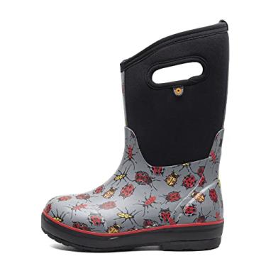 Imagem de BOGS Bota de chuva feminina clássica impermeável, Estampa de insetos - cinza, 5 Big Kid