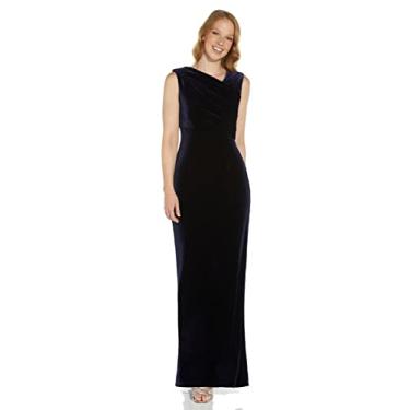 Imagem de Adrianna Papell Vestido feminino de sereia de veludo, Meia-noite, 38