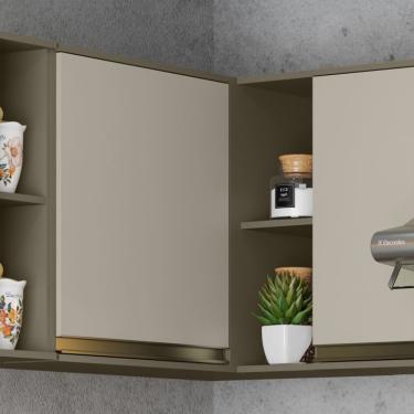 Imagem de Armário Aéreo de Canto Évelin 1 Porta Duna e Cristal