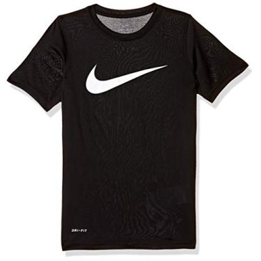 Imagem de Nike Camiseta masculina Dry manga curta Swoosh lisa, Black/White, X-Small