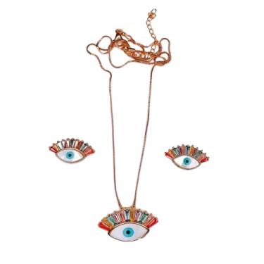 Imagem de Conjunto Colar e Brincos Olho Grego