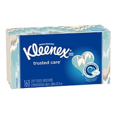 Imagem de Kleenex Trusted Care Lenços faciais para uso diário, caixa plana, 1 pacote, 160 unidades (pacote com 1)
