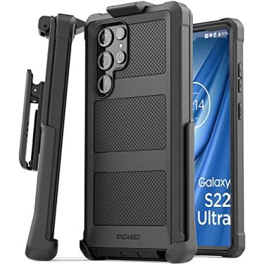Imagem de Encased Capa com clipe de cinto Falcon projetada para Samsung Galaxy S22 Ultra, capa protetora para celular com coldre (preto)
