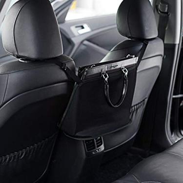 Imagem de Yajun Assento de carro malha bolso traseiro organizador saco de armazenamento interior do carro flexibilidade bolsa de rede durável barreira de banco traseiro pet crianças, preto