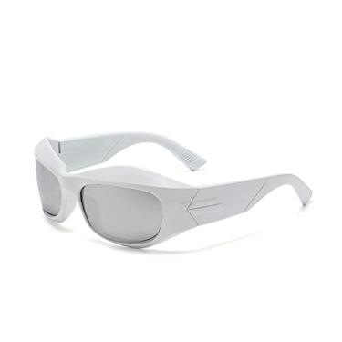 Imagem de Óculos de proteção brancos grandes óculos de sol femininos de luxo designer esportivo punk óculos de sol masculinos óculos de sol da moda, prata branca, tamanho único