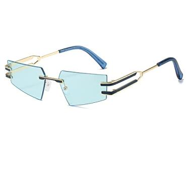 Imagem de Óculos de sol sem aro de olho de gato masculino feminino com lentes coloridas geométricas irregulares óculos de sol menina sexy sem moldura preto, verde dourado, tamanho único