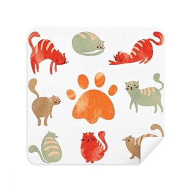 Imagem de Animal fofo gato família pegada óculos pano limpador de tela tecido camurça pacote com 2