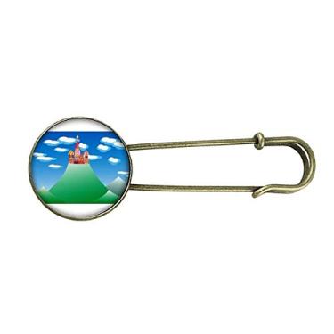Imagem de Castelo de Nuvens de Montanha Francesa Chinesa Retrô Broche de Metal Clipe Joias