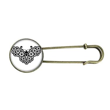 Imagem de Borboleta com asas florais retrô broche de metal clipe de pino joia