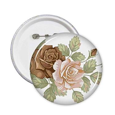 Imagem de Flores de rosa desenho de folhas de rosas brancas alfinetes emblema botão decoração acessório 5 peças