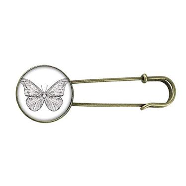 Imagem de Linda borboleta retrato animal esboço retrô metal broche broche clipe jóias