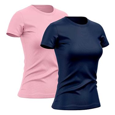 Imagem de Kit 2 Camisetas Feminina Dry Básica Lisa Proteção Solar UV Térmica Camisa Blusa, Tamanho G