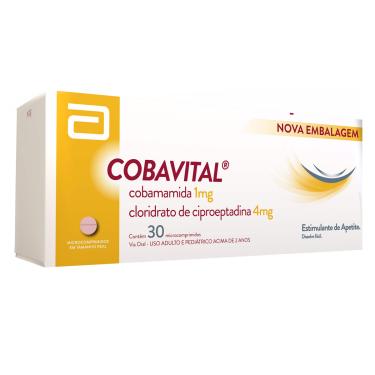 Imagem de Cobavital Cobamamida 1mg + Cloridrato de Ciproeptadina 4mg 30 microcomprimidos 30 Comprimidos
