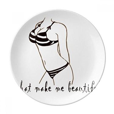 Imagem de Biquíni, ilustração, preto, placa decorativa, porcelana, salver, louça, jantar