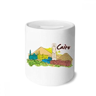 Imagem de DIYthinker Porta-moedas de cerâmica com estampa de cidade antiga do Egito