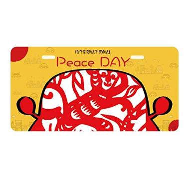 Imagem de DIYthinker Placa de carro com estampa de macaco animal do zodíaco chinês, decoração de carro, dia da paz