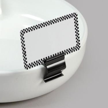 Imagem de Suportes para etiquetas de bandeja de alimentos pretas, tigela e taça para placas de venda de bolos, Preto, 20 Pack