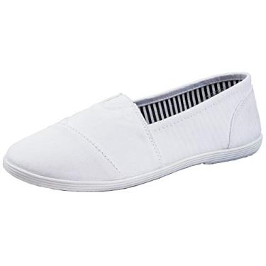 Imagem de Tênis feminino de lona sem cadarço com palmilha acolchoada, Branco, 6.5