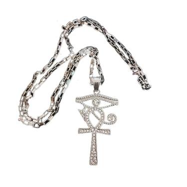 Imagem de cordão com Pingente Olho de Horus Cruz egípcio Ankh