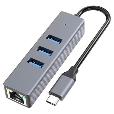 Imagem de Adaptador USB 3.0 para Ethernet, 3 x Hub USB 3.0 com RJ45 10/100/1000 Gigabit Ethernet LAN com fio compatível com laptop PC, Switch, Surface Pro, Windows, Mac OS, Surface Pro, Linux, XPS e mais