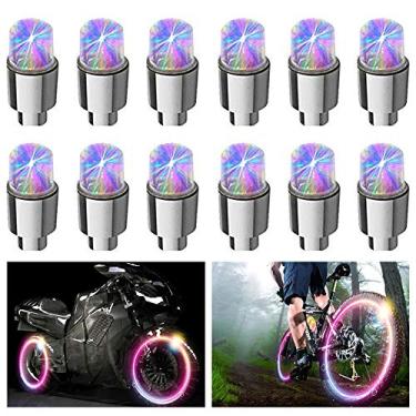 Imagem de FICBOX 12 peças luzes de roda de LED luz flash válvula de pneu lâmpada para carro, caminhões, motocicletas (multicolorido)