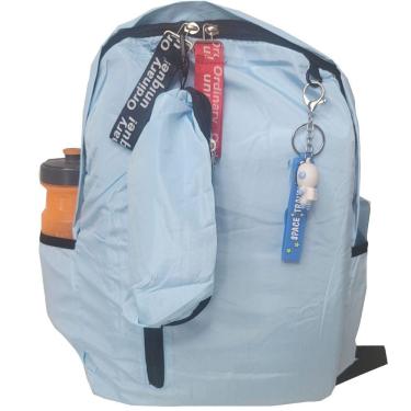 Imagem de Mochila Escolar Feminina Kit Estojo e Chaveiro Azul ZC8006