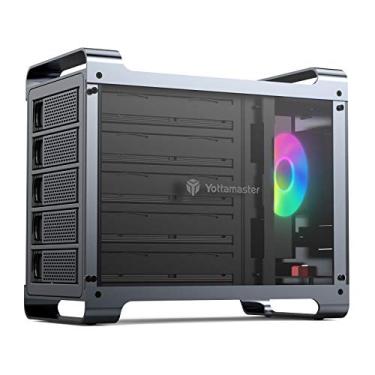 Imagem de Yottamaster Compartimento para disco rígido de 5 compartimentos, liga de alumínio 2,5 polegadas e 3,5 polegadas SATA HDD/SSD HDD externo com ventilador silencioso de 80 mm RGB, suporta 5 x 16 TB de capacidade para PC especialistas e jogadores [DF5U3]