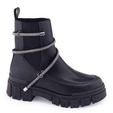Imagem de Bota Coturno M. Rose 543-705 Tratorado Strass Chelsea Bloco