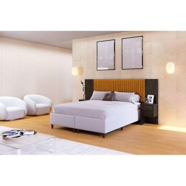 Imagem de Cabeceira Casal Ripado Florida C/4 Gavetas -Flex 1.40-1.60-2.00 -Carmolar