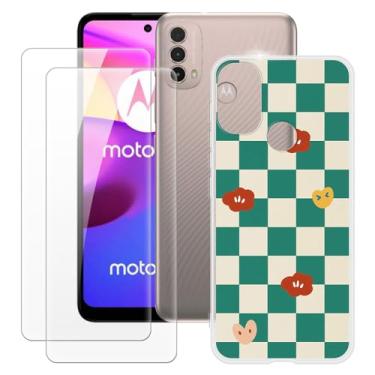 Imagem de MILEGOO Capa para Motorola Moto E40 + 2 peças protetoras de tela de vidro temperado, à prova de choque, capa de TPU de silicone macio para Motorola Moto E30 (6,5 polegadas)