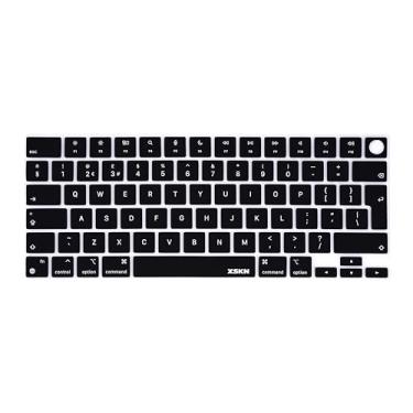 Imagem de XSKN Capa de silicone para teclado versão europeia preta inglesa para Apple M2 M3 Chip MacBook Air de 13,6 polegadas (A2681 A3113) 15,3 polegadas (A2941 A3114) com Touch ID